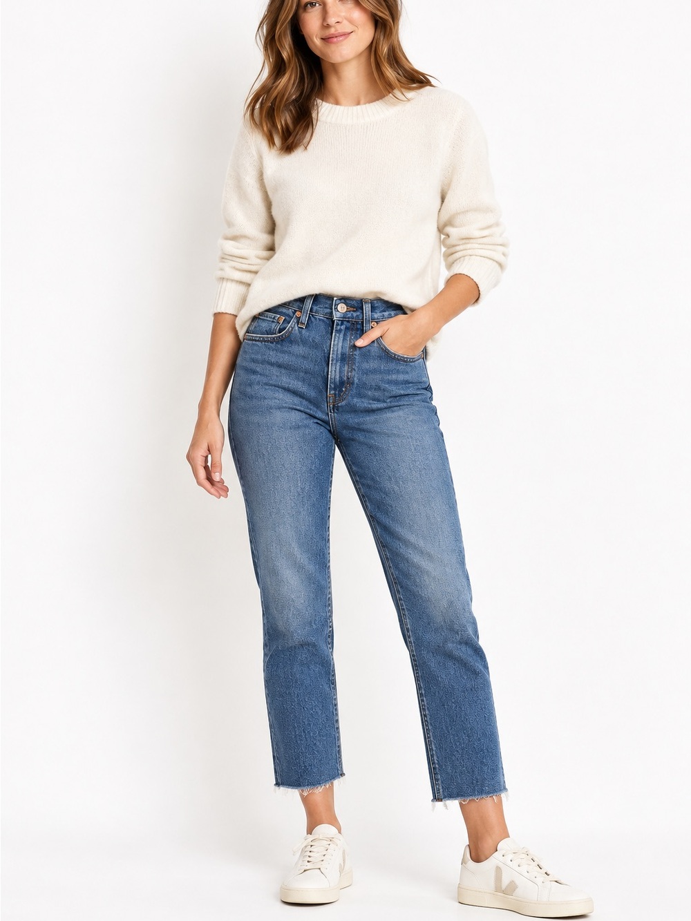Madewell The Perfect Vintage Jean High Rise Raw Hem Medium Wash Size 27